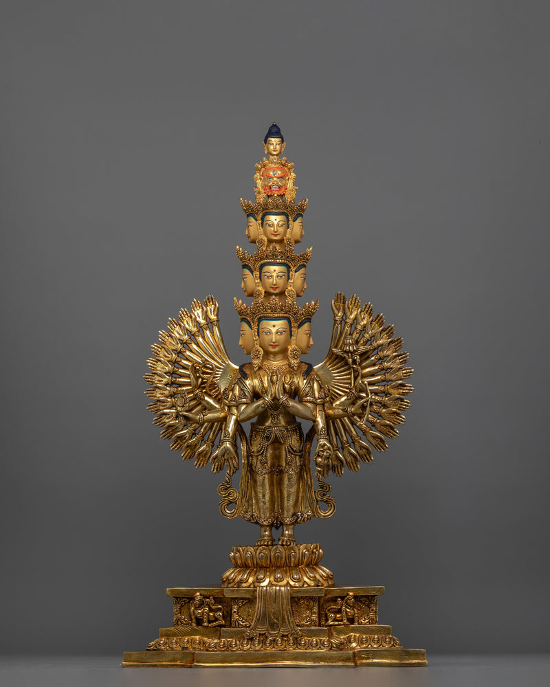 Thousand Armed Chenrezig Hand-Carved Buddhist Statue | Avalokiteshvara Bodhisattva