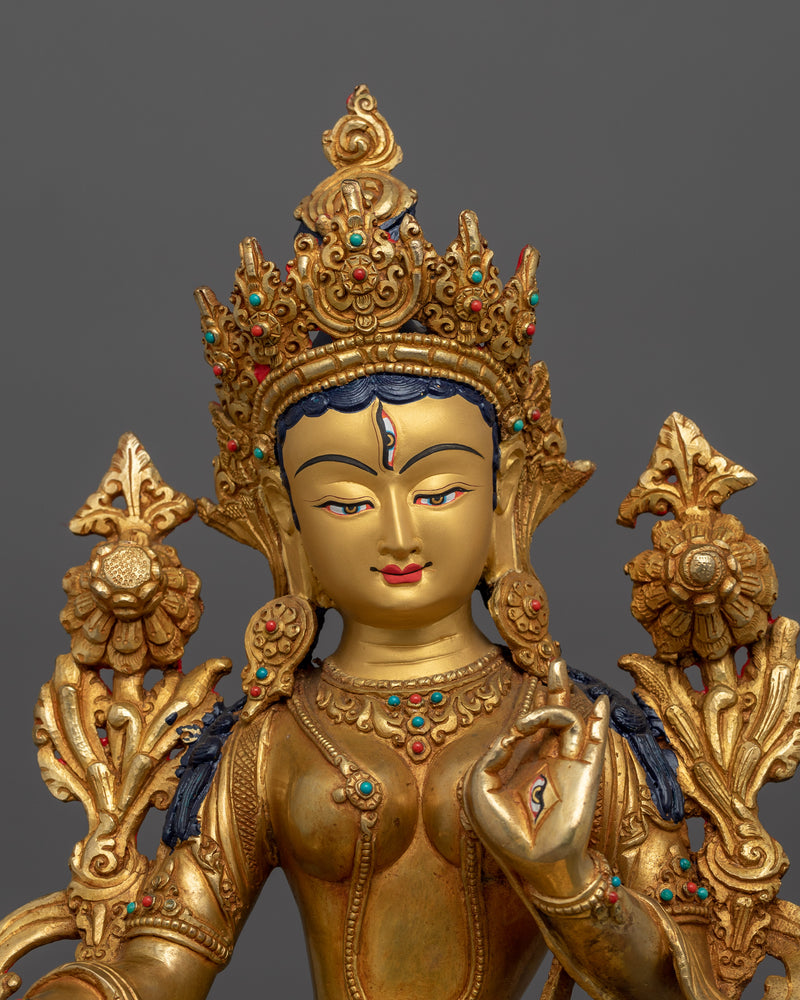 White Tara Female Buddha Goddess Sculpture | Tibetan Goddess of Compassion