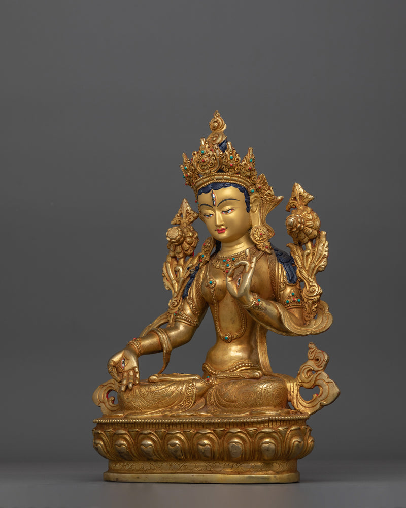 White Tara Female Buddha Goddess Sculpture | Tibetan Goddess of Compassion