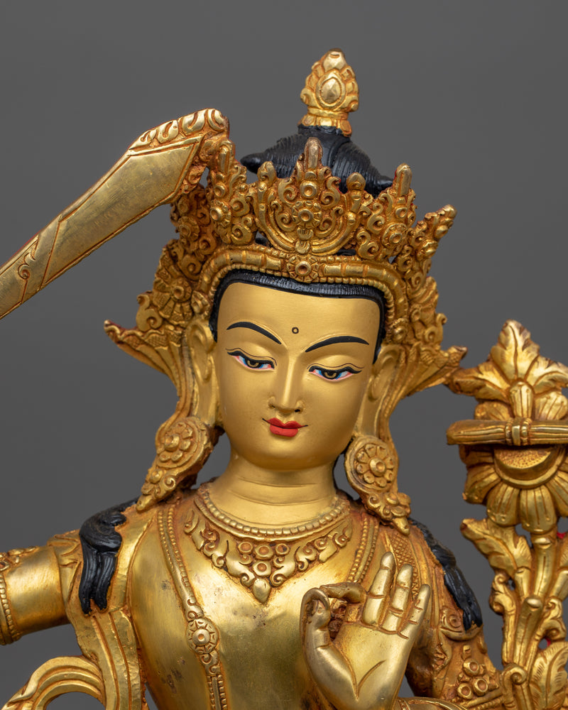 Enlightened Teacher of Dharma Manjushri Sculpture | Vajrayana Buddhism Bodhisattva