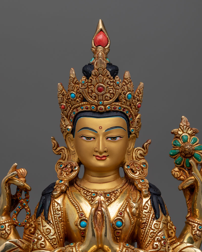 Bodhisattva Compassionate Deity Chenresig Figurine | Symbol of Mercy and Benevolence