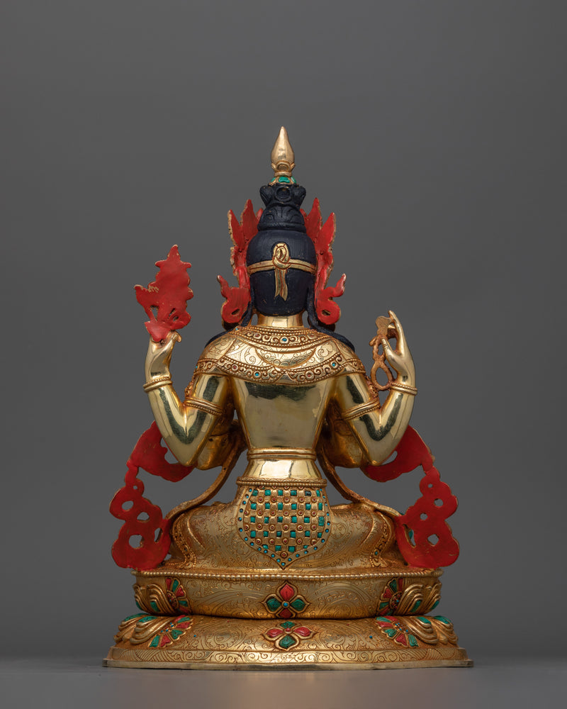 Bodhisattva Compassionate Deity Chenresig Figurine | Symbol of Mercy and Benevolence