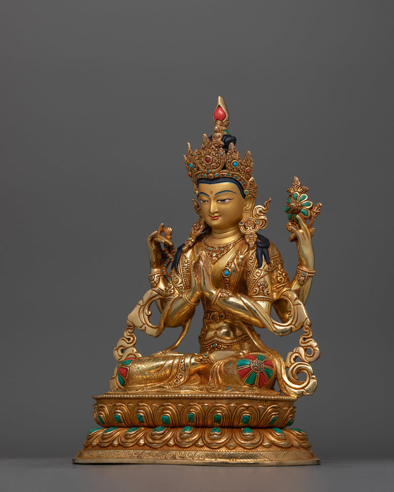 Bodhisattva Compassionate Deity Chenresig Figurine | Symbol of Mercy and Benevolence