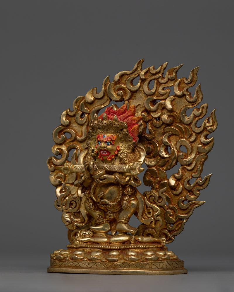 Wrathful Protector Sakya Mahakala Sculpture | Tibetan Buddhism Deity Figurine