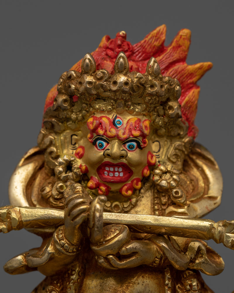 Wrathful Protector Sakya Mahakala Sculpture | Tibetan Buddhism Deity Figurine