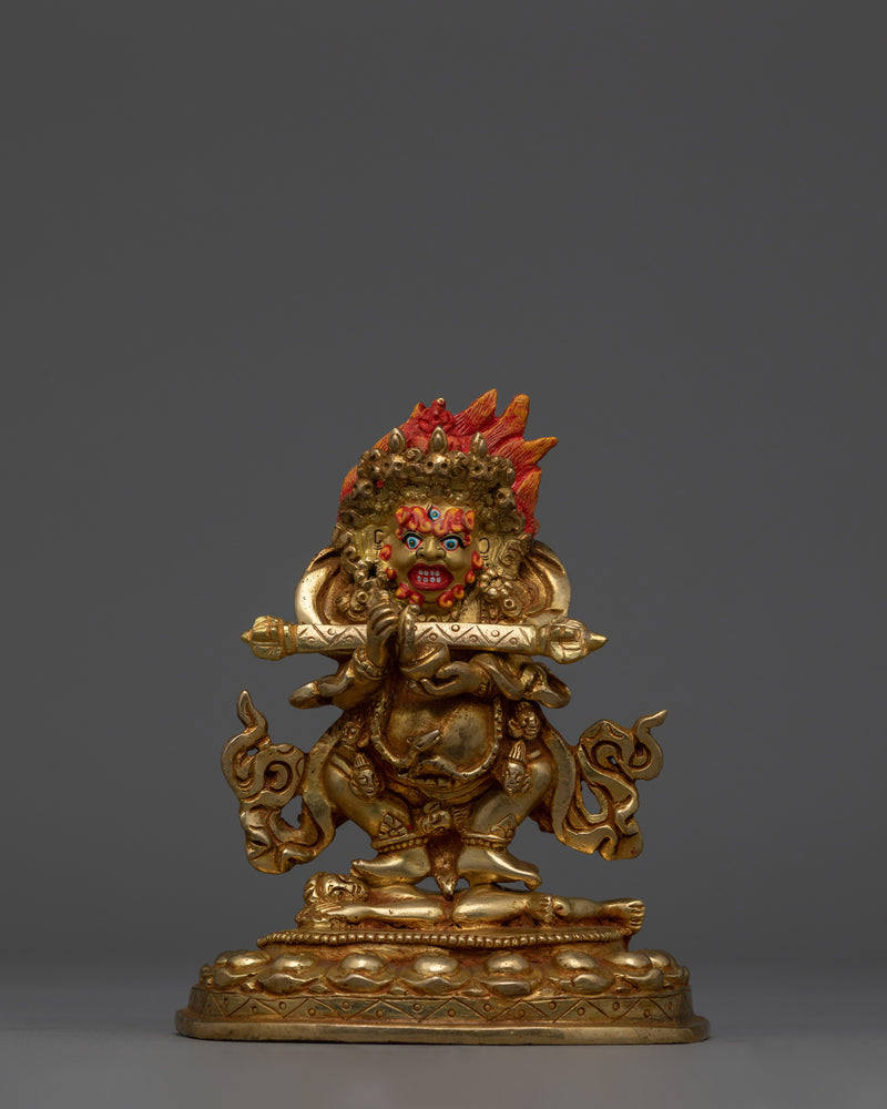 Wrathful Protector Sakya Mahakala Sculpture | Tibetan Buddhism Deity Figurine