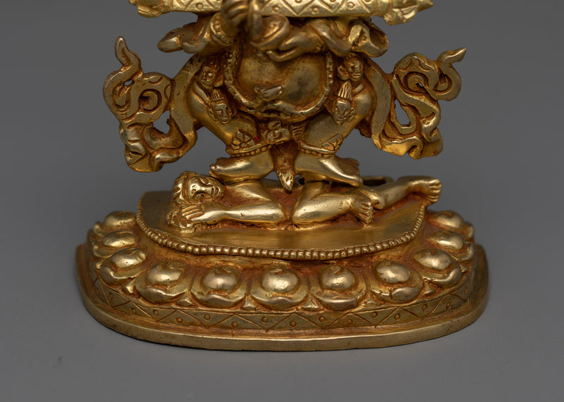 Wrathful Protector Sakya Mahakala Sculpture | Tibetan Buddhism Deity Figurine