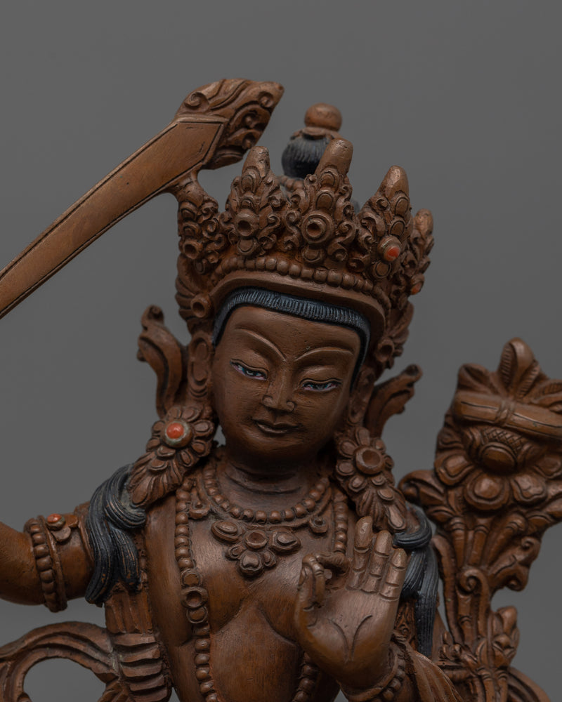 Guardian Manjushri Sculpture for Dharma | Holder of the Prajnaparamita Sutra