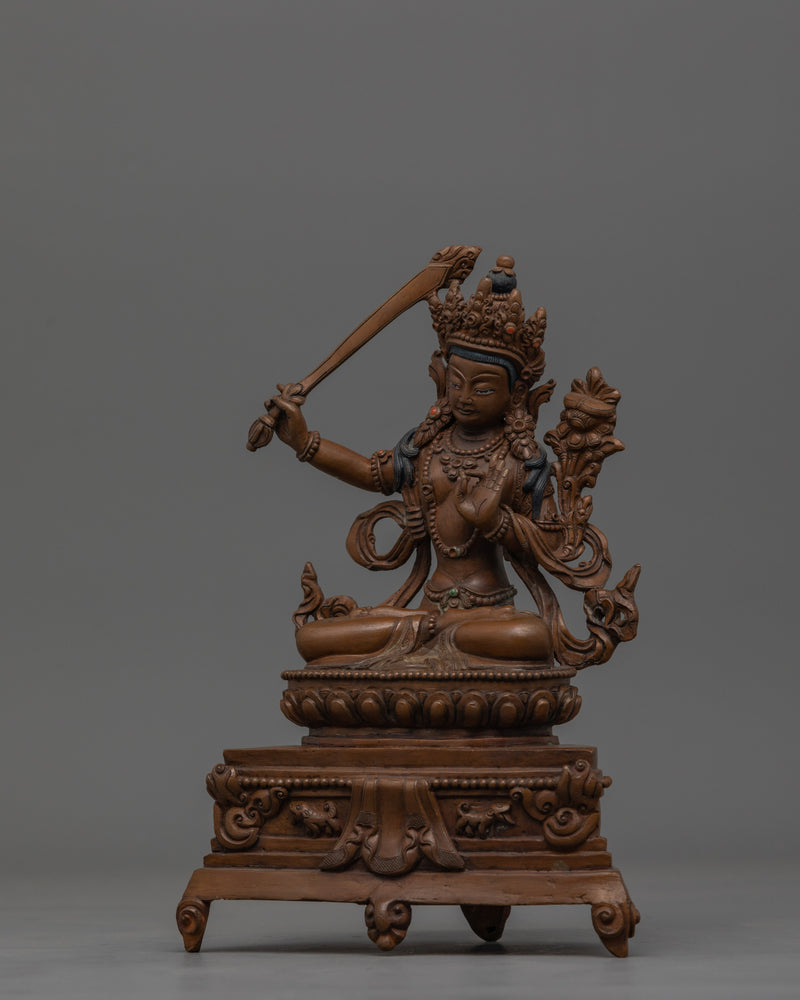 Guardian Manjushri Sculpture for Dharma | Holder of the Prajnaparamita Sutra