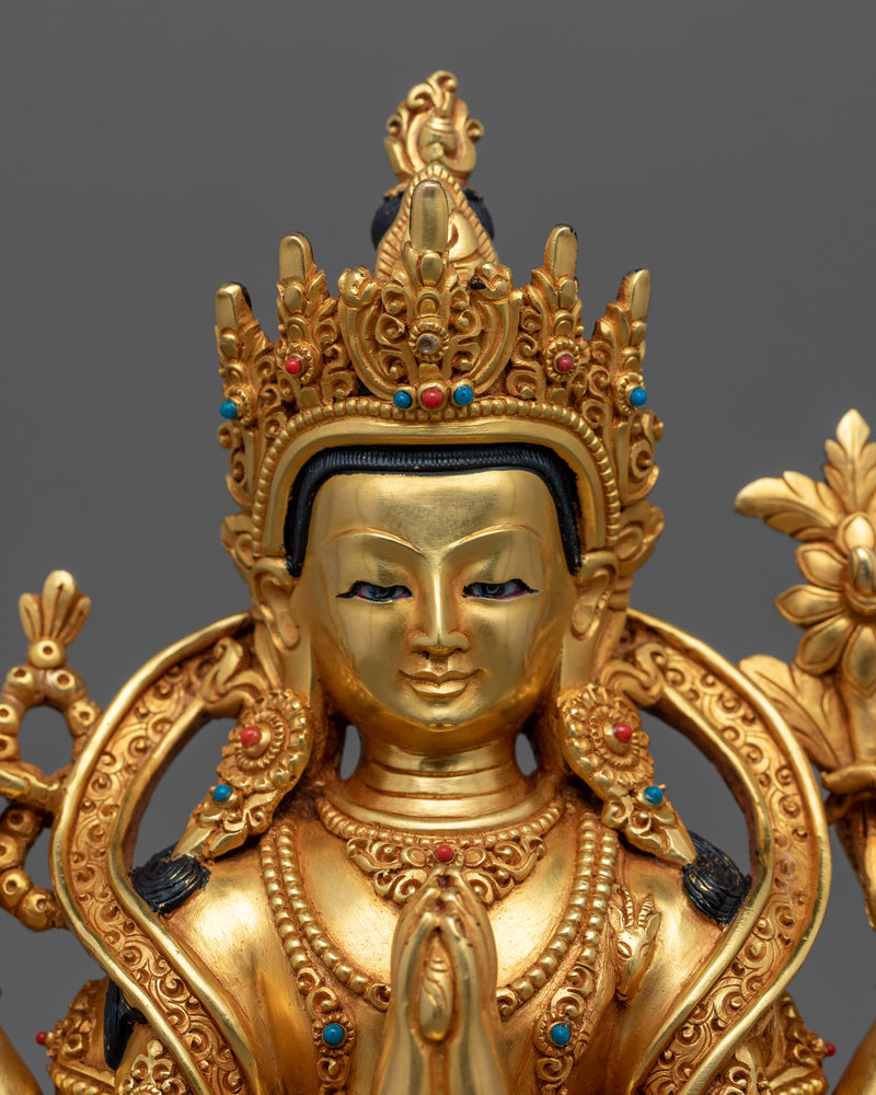 Himalayan Compassionate Deity Chenresig Statue | Avalokitesvara Buddhism Idol