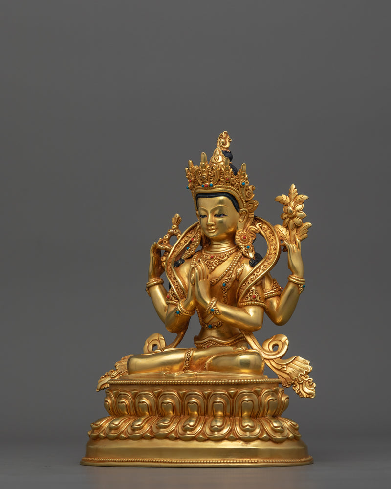 Himalayan Compassionate Deity Chenresig Statue | Avalokitesvara Buddhism Idol