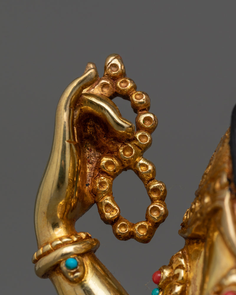 24K Gold Chenrezig Tranquil Sculpture | Embodiment of Compassion