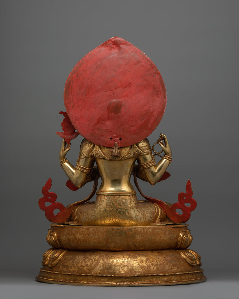 Chenrezig Bodhisattva Altar Statue | 24K Gold Gilded Masterpiece