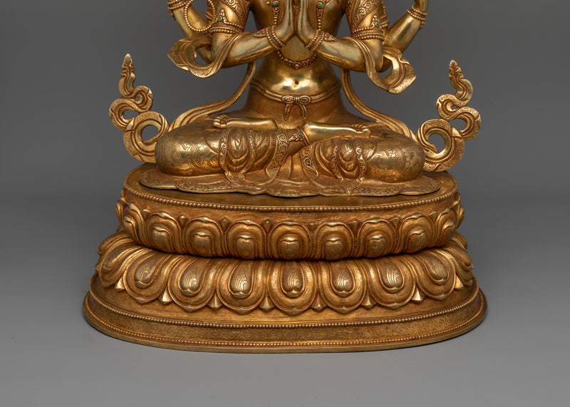 Chenrezig Bodhisattva Altar Statue | 24K Gold Gilded Masterpiece