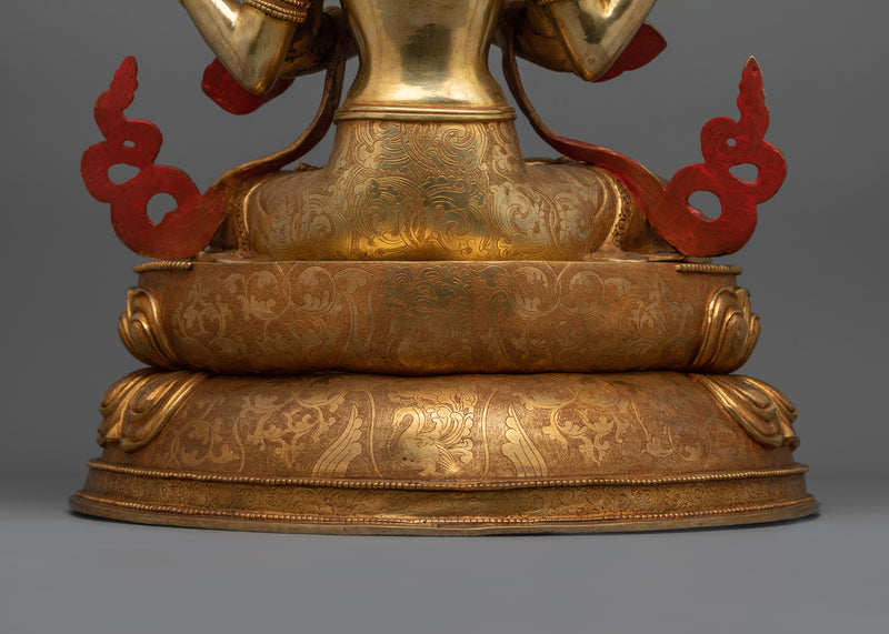 Chenrezig Bodhisattva Altar Statue | 24K Gold Gilded Masterpiece