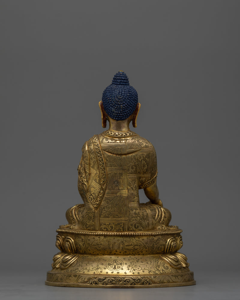 Handcrafted Shakyamuni Buddha Sacred Statue | 24K Gold Gilded Copper Art