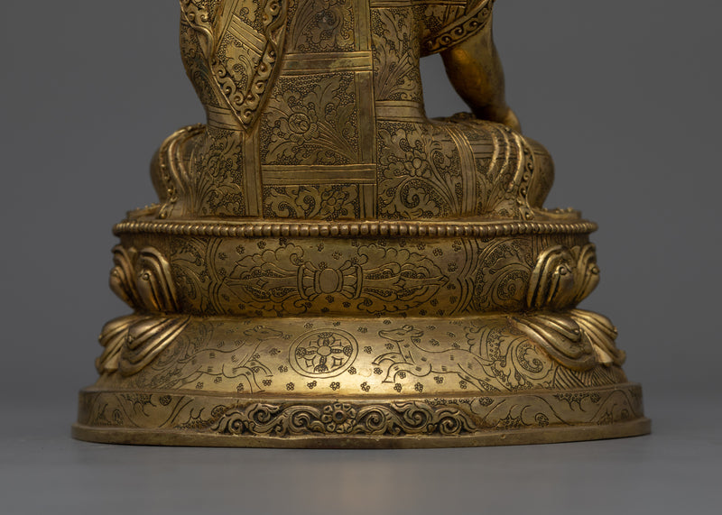 Handcrafted Shakyamuni Buddha Sacred Statue | 24K Gold Gilded Copper Art