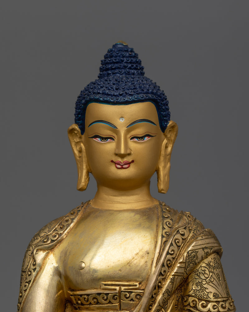 Handcrafted Shakyamuni Buddha Sacred Statue | 24K Gold Gilded Copper Art