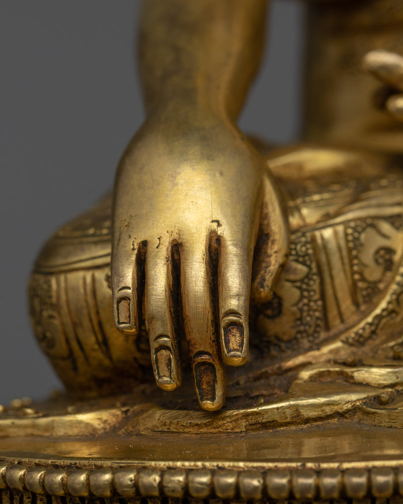 Handcrafted Shakyamuni Buddha Sacred Statue | 24K Gold Gilded Copper Art