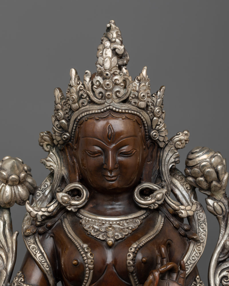 White Tara The Deity of Longevity Altar Sculpture | Symbol of Enlightened Compassion