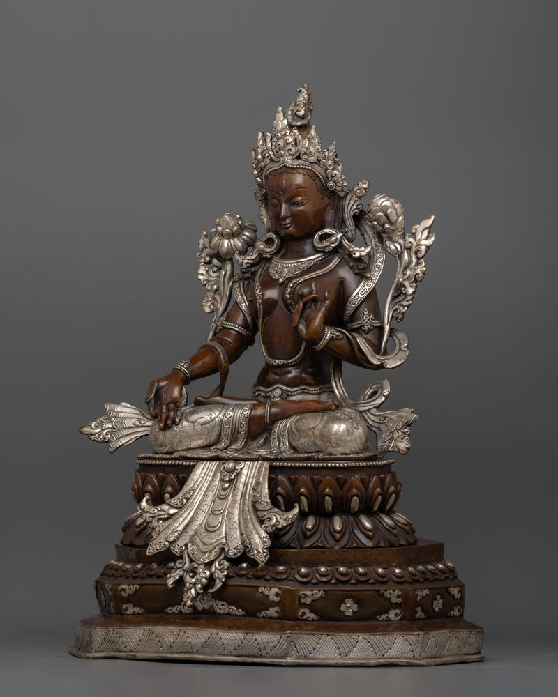 White Tara The Deity of Longevity Altar Sculpture | Symbol of Enlightened Compassion