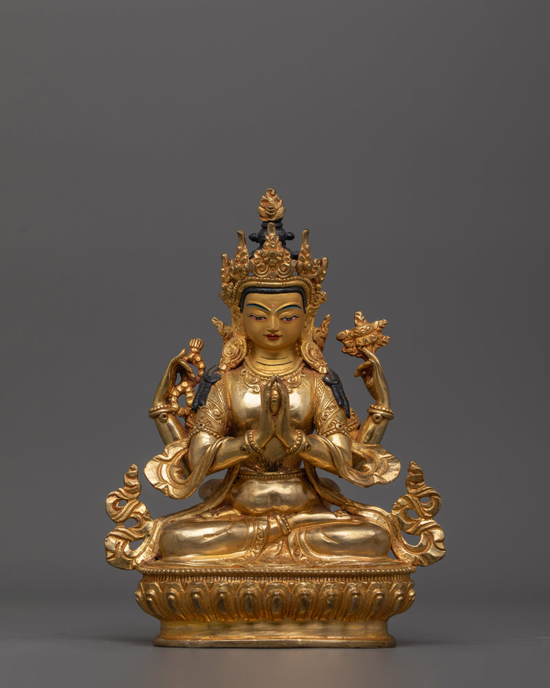 Bodhisattva Buddhist Chenrezig with Consort Figurine | Tibetan Yab-Yum Statue for Altar