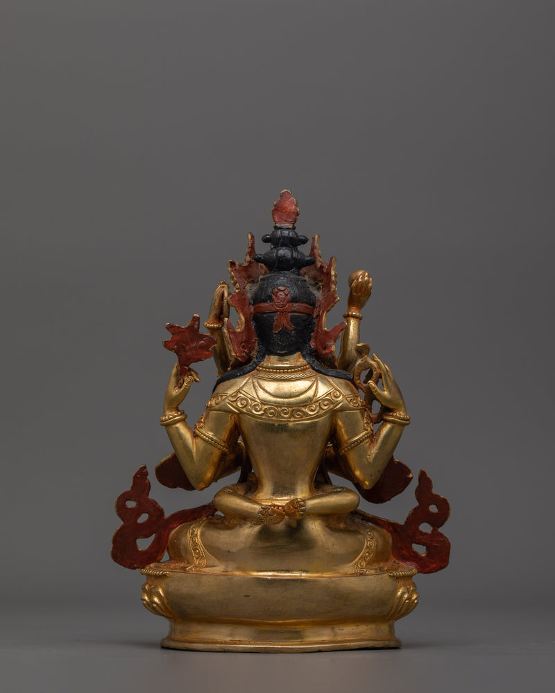 Bodhisattva Buddhist Chenrezig with Consort Figurine | Tibetan Yab-Yum Statue for Altar