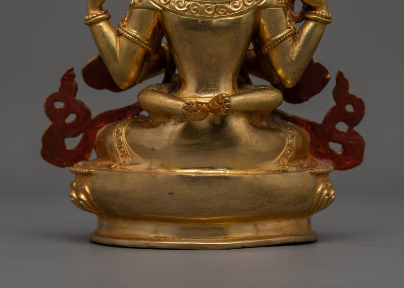 Bodhisattva Buddhist Chenrezig with Consort Figurine | Tibetan Yab-Yum Statue for Altar