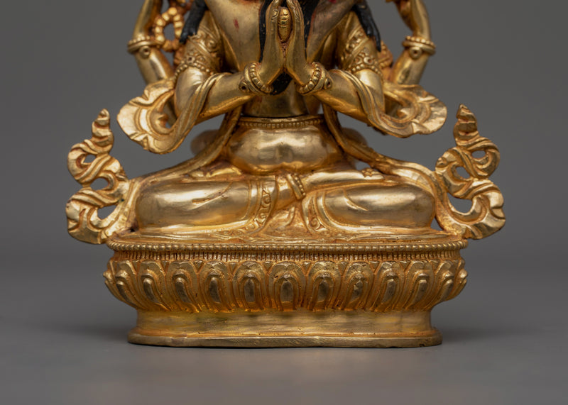 Bodhisattva Buddhist Chenrezig with Consort Figurine | Tibetan Yab-Yum Statue for Altar