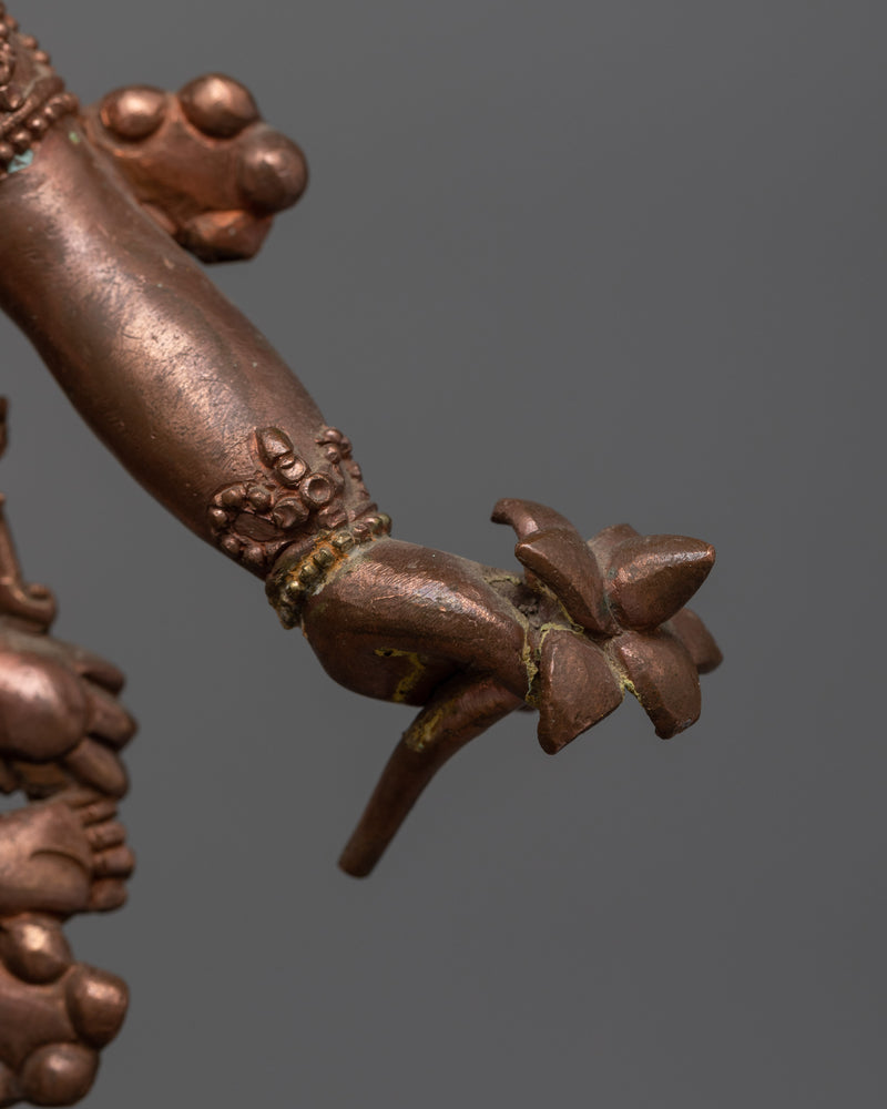 Tibetan Makara Mukha Kila Statue | Handcrafted Ritual Copper Dagger