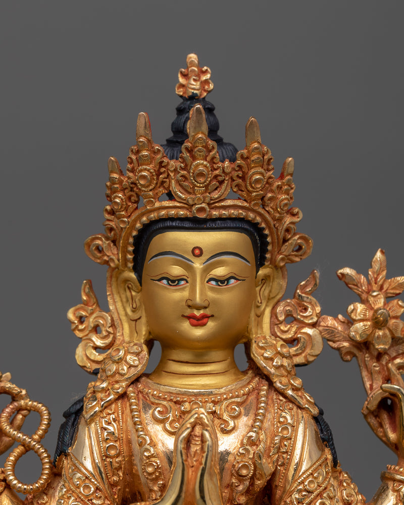 Tibetan Chenrezig Bodhisattva of Compassion Statue | Handcrafted for Meditation Practice