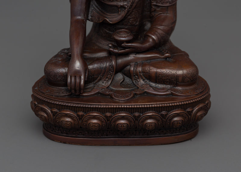 Oxidized Copper Shakyamuni Buddha Statue For Spiritual Awakening | Himalayan Artwork