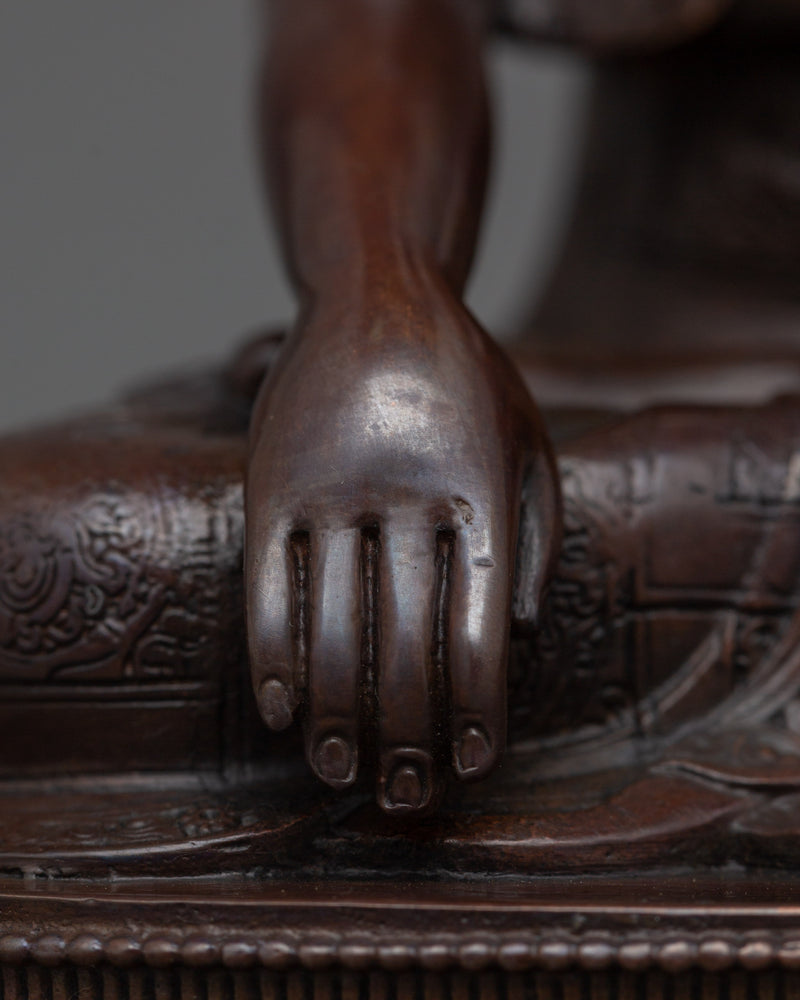 Oxidized Copper Shakyamuni Buddha Statue For Spiritual Awakening | Himalayan Artwork