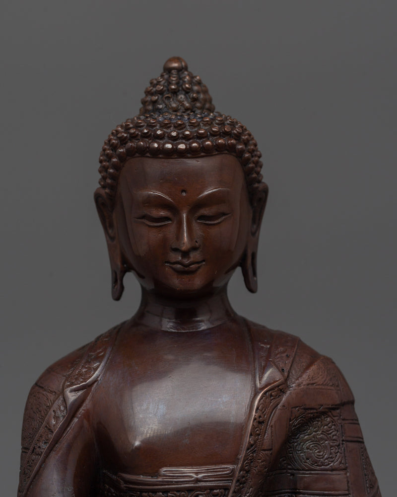 Oxidized Copper Shakyamuni Buddha Statue For Spiritual Awakening | Himalayan Artwork