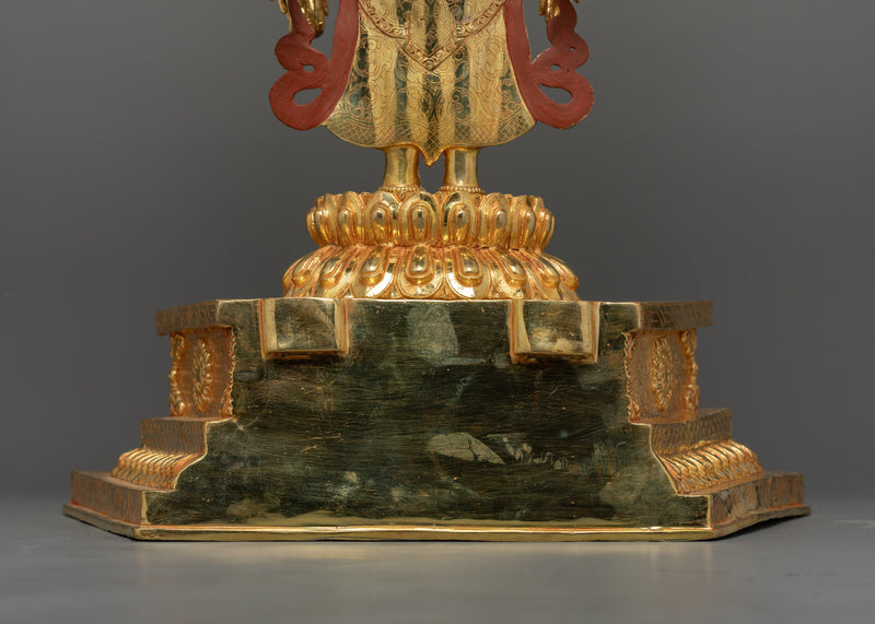 One Thousand Armed Chenrezig Statue | 32.1” 24K Gold Gilded Copper Artwork