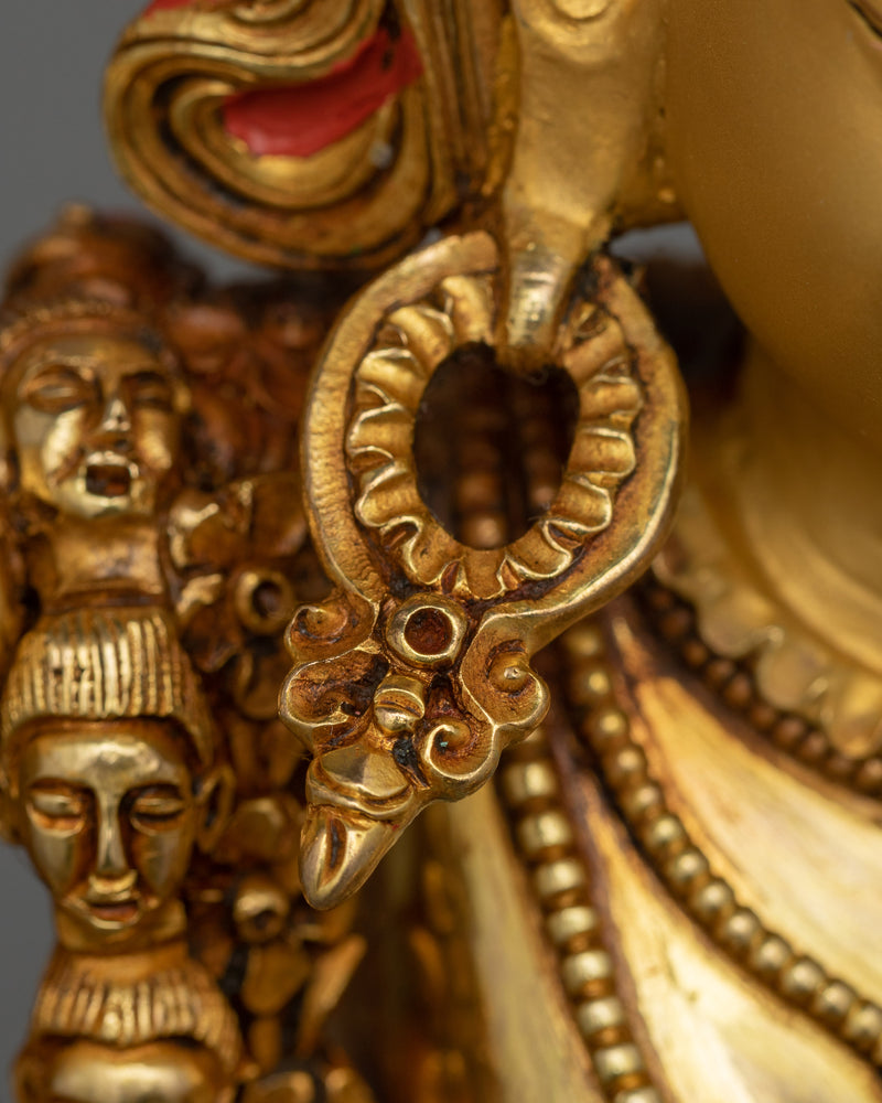 Magnificent Dakini Dorje Phagmo Statue | 17.3” Handcrafted 24K Gold Gilded Art Piece