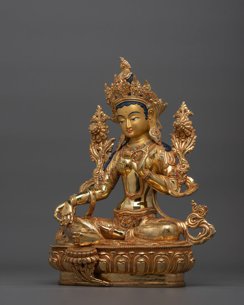 13.4 Inch Green Tara Handmade Statue | Mother of All Buddhas