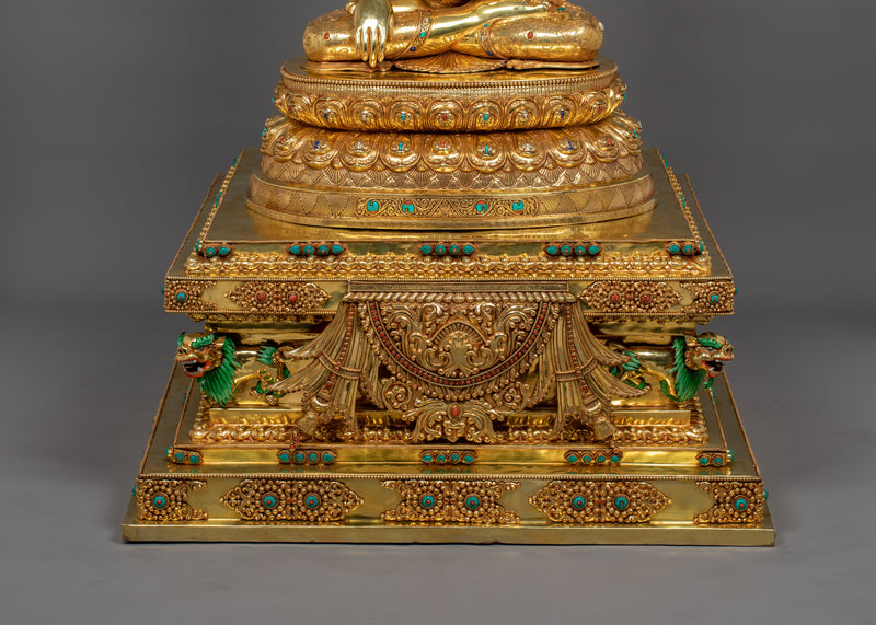 Majestic 61 Inch Shakyamuni Buddha Statue | Triple-Layered 24K Gold Gilded Masterpiece