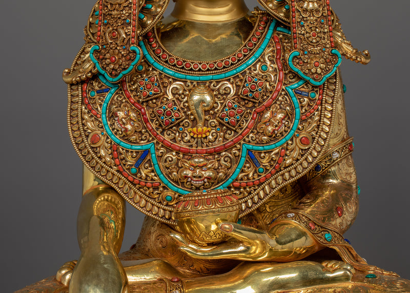 Majestic 61 Inch Shakyamuni Buddha Statue | Triple-Layered 24K Gold Gilded Masterpiece