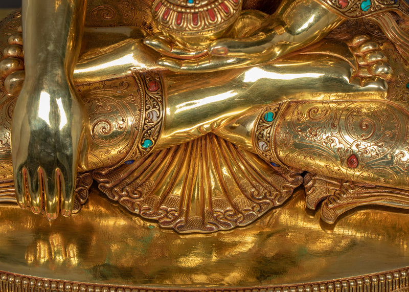 Majestic 61 Inch Shakyamuni Buddha Statue | Triple-Layered 24K Gold Gilded Masterpiece