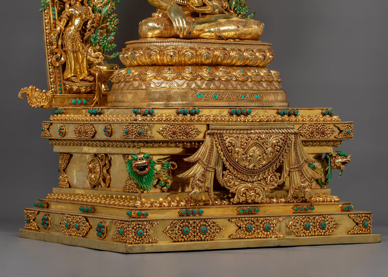 Majestic 61 Inch Shakyamuni Buddha Statue | Triple-Layered 24K Gold Gilded Masterpiece