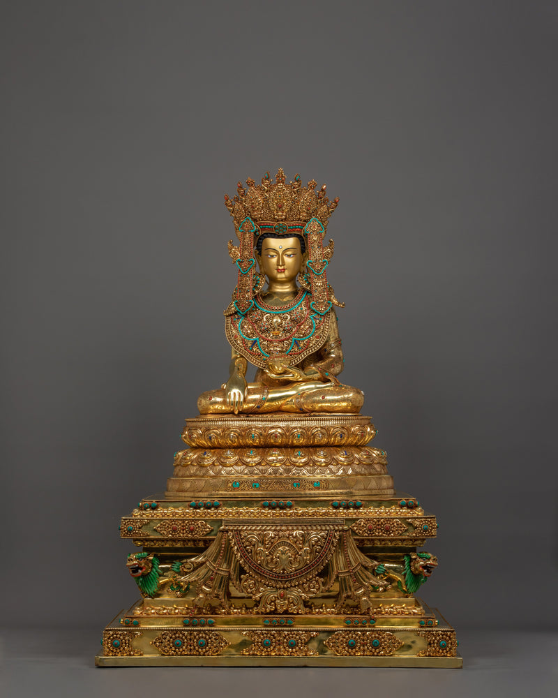 Majestic 61 Inch Shakyamuni Buddha Statue | Triple-Layered 24K Gold Gilded Masterpiece