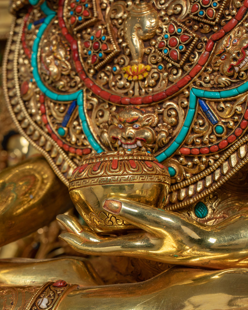 Majestic 61 Inch Shakyamuni Buddha Statue | Triple-Layered 24K Gold Gilded Masterpiece