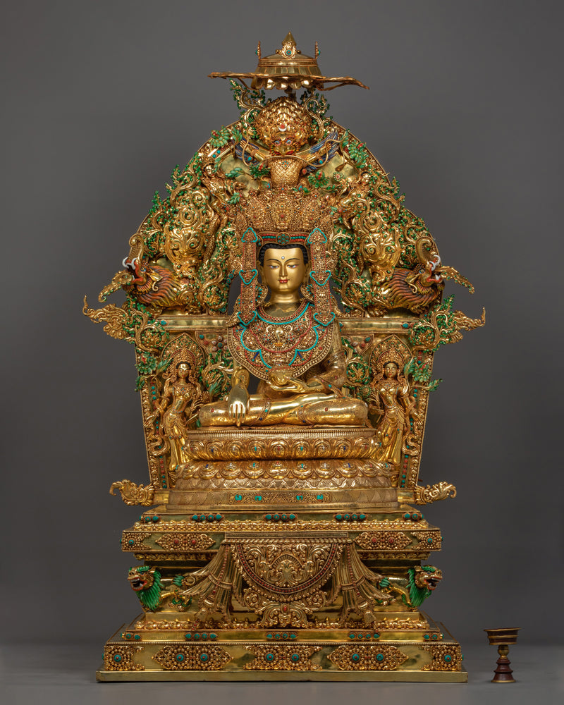 Majestic 61 Inch Shakyamuni Buddha Statue | Triple-Layered 24K Gold Gilded Masterpiece