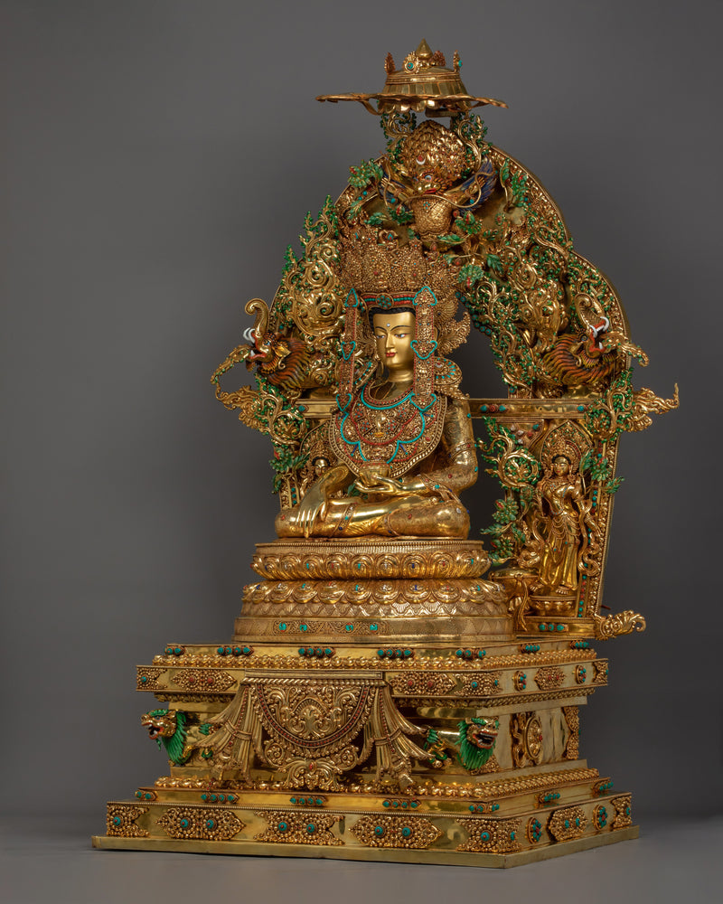 Majestic 61 Inch Shakyamuni Buddha Statue | Triple-Layered 24K Gold Gilded Masterpiece