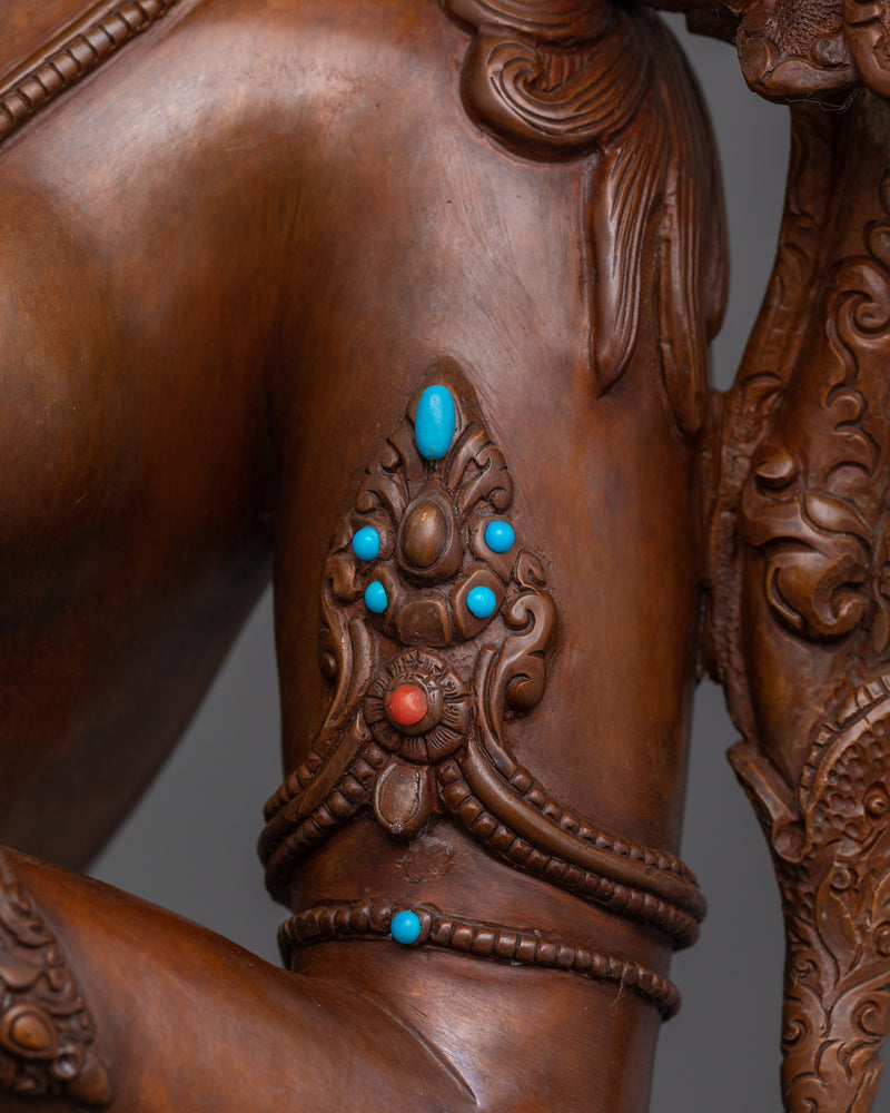 Oxidized Copper Mother of Liberation Green Tara Sculpture | Shyama Tara Compassionate Deity