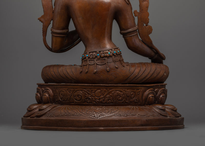 Oxidized Copper Mother of Liberation Green Tara Sculpture | Shyama Tara Compassionate Deity