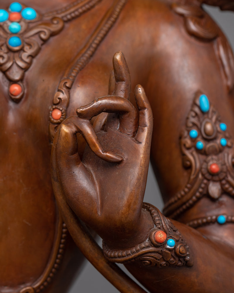 Oxidized Copper Mother of Liberation Green Tara Sculpture | Shyama Tara Compassionate Deity