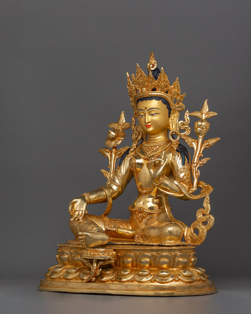 Green Tara The Compassionate Mother Statue | Female Deity of Protection and Healing