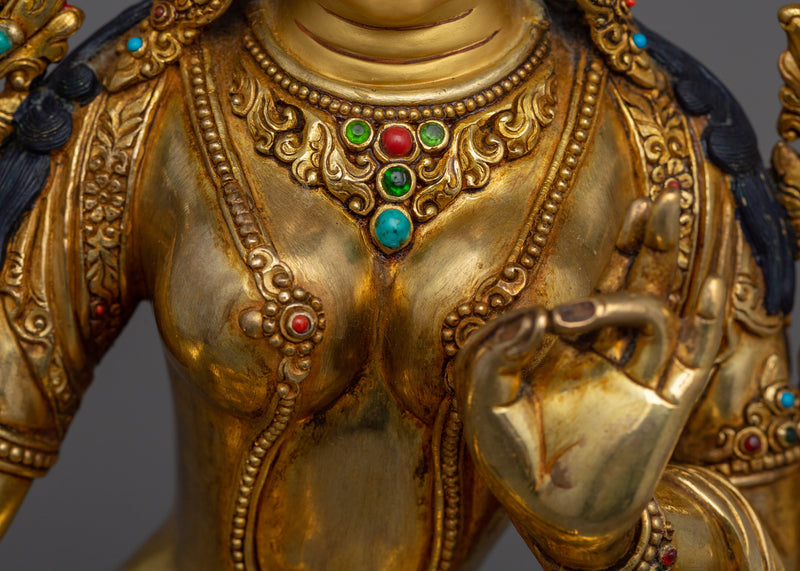 Tibetan Green Tara Female Deity Statue | Himalayan Goddess Tara Sculpture